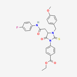 molecular formula C28H26FN3O5S B14948230 Ethyl 4-[4-{2-[(4-fluorophenyl)amino]-2-oxoethyl}-3-(4-methoxybenzyl)-5-oxo-2-thioxoimidazolidin-1-yl]benzoate 