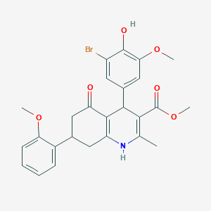 molecular formula C26H26BrNO6 B14948242 Methyl 4-(3-bromo-4-hydroxy-5-methoxyphenyl)-7-(2-methoxyphenyl)-2-methyl-5-oxo-1,4,5,6,7,8-hexahydroquinoline-3-carboxylate 