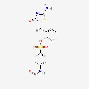 2-[(Z)-(2-imino-4-oxo-1,3-thiazolidin-5-ylidene)methyl]phenyl 4-(acetylamino)benzenesulfonate