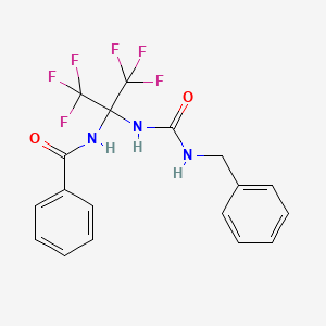 molecular formula C18H15F6N3O2 B14948318 N-{2-[(benzylcarbamoyl)amino]-1,1,1,3,3,3-hexafluoropropan-2-yl}benzamide 