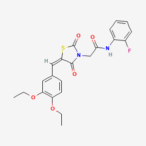 molecular formula C22H21FN2O5S B14948438 2-[(5E)-5-(3,4-diethoxybenzylidene)-2,4-dioxo-1,3-thiazolidin-3-yl]-N-(2-fluorophenyl)acetamide 