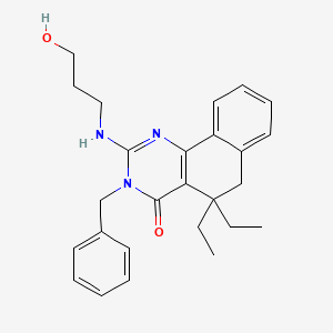 molecular formula C26H31N3O2 B14948464 3-benzyl-5,5-diethyl-2-[(3-hydroxypropyl)amino]-5,6-dihydrobenzo[h]quinazolin-4(3H)-one 