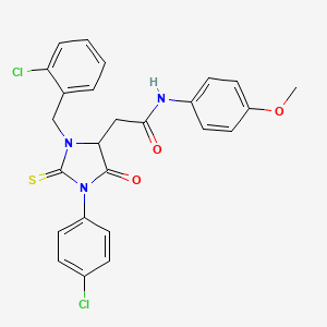 molecular formula C25H21Cl2N3O3S B14948504 2-[3-(2-chlorobenzyl)-1-(4-chlorophenyl)-5-oxo-2-thioxoimidazolidin-4-yl]-N-(4-methoxyphenyl)acetamide 