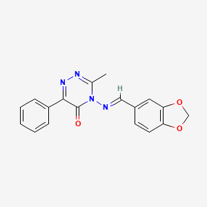 molecular formula C18H14N4O3 B14948585 4-[(Benzo[1,3]dioxol-5-ylmethylene)-amino]-3-methyl-6-phenyl-4H-[1,2,4]triazin-5-one 