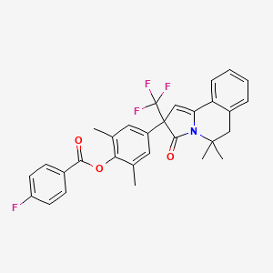 molecular formula C30H25F4NO3 B14948624 4-[5,5-Dimethyl-3-oxo-2-(trifluoromethyl)-2,3,5,6-tetrahydropyrrolo[2,1-a]isoquinolin-2-yl]-2,6-dimethylphenyl 4-fluorobenzoate 