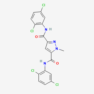 molecular formula C18H12Cl4N4O2 B14948673 N,N'-bis(2,5-dichlorophenyl)-1-methyl-1H-pyrazole-3,5-dicarboxamide 