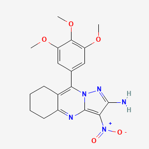 3-Nitro-9-(3,4,5-trimethoxyphenyl)-5,6,7,8-tetrahydropyrazolo[5,1-b]quinazolin-2-amine