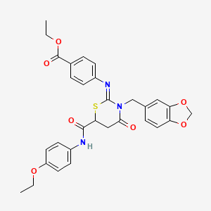 molecular formula C30H29N3O7S B14948807 ethyl 4-({(2Z)-3-(1,3-benzodioxol-5-ylmethyl)-6-[(4-ethoxyphenyl)carbamoyl]-4-oxo-1,3-thiazinan-2-ylidene}amino)benzoate 