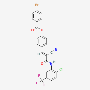 molecular formula C24H13BrClF3N2O3 B14948828 4-[(1E)-3-{[2-chloro-5-(trifluoromethyl)phenyl]amino}-2-cyano-3-oxoprop-1-en-1-yl]phenyl 4-bromobenzoate 