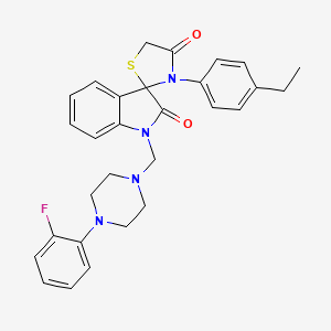 molecular formula C29H29FN4O2S B14948867 3'-(4-ethylphenyl)-1-{[4-(2-fluorophenyl)piperazin-1-yl]methyl}-4'H-spiro[indole-3,2'-[1,3]thiazolidine]-2,4'(1H)-dione 