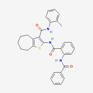 molecular formula C31H29N3O3S B14948878 N-(2-methylphenyl)-2-[({2-[(phenylcarbonyl)amino]phenyl}carbonyl)amino]-5,6,7,8-tetrahydro-4H-cyclohepta[b]thiophene-3-carboxamide 