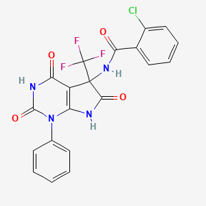 molecular formula C20H12ClF3N4O4 B14948917 2-chloro-N-[2,4,6-trioxo-1-phenyl-5-(trifluoromethyl)-2,3,4,5,6,7-hexahydro-1H-pyrrolo[2,3-d]pyrimidin-5-yl]benzamide 