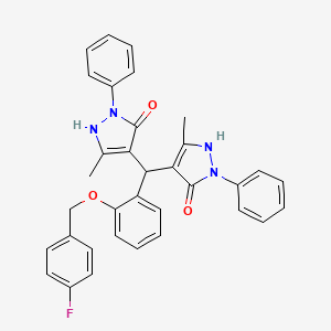 4,4'-({2-[(4-fluorobenzyl)oxy]phenyl}methanediyl)bis(3-methyl-1-phenyl-1H-pyrazol-5-ol)