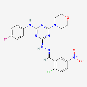 molecular formula C20H18ClFN8O3 B14948972 4-[(2E)-2-(2-chloro-5-nitrobenzylidene)hydrazinyl]-N-(4-fluorophenyl)-6-(morpholin-4-yl)-1,3,5-triazin-2-amine 