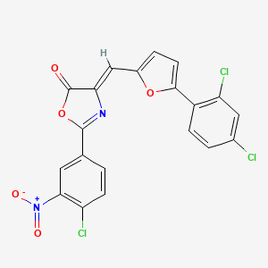 molecular formula C20H9Cl3N2O5 B14948989 (4Z)-2-(4-chloro-3-nitrophenyl)-4-{[5-(2,4-dichlorophenyl)furan-2-yl]methylidene}-1,3-oxazol-5(4H)-one 