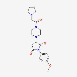 molecular formula C21H28N4O4 B14949019 1-(4-Methoxyphenyl)-3-[4-(pyrrolidin-1-ylacetyl)piperazin-1-yl]pyrrolidine-2,5-dione 