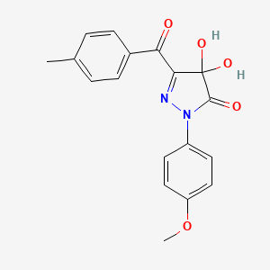 molecular formula C18H16N2O5 B14949025 4,4-dihydroxy-2-(4-methoxyphenyl)-5-[(4-methylphenyl)carbonyl]-2,4-dihydro-3H-pyrazol-3-one 