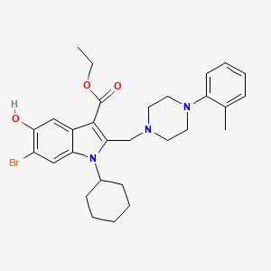 ethyl 6-bromo-1-cyclohexyl-5-hydroxy-2-{[4-(2-methylphenyl)piperazin-1-yl]methyl}-1H-indole-3-carboxylate