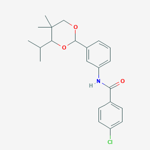 molecular formula C22H26ClNO3 B14949047 4-chloro-N-{3-[5,5-dimethyl-4-(propan-2-yl)-1,3-dioxan-2-yl]phenyl}benzamide 