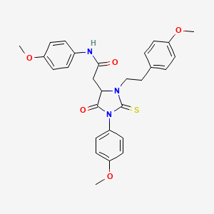 N-(4-methoxyphenyl)-2-[1-(4-methoxyphenyl)-3-[2-(4-methoxyphenyl)ethyl]-5-oxo-2-sulfanylideneimidazolidin-4-yl]acetamide