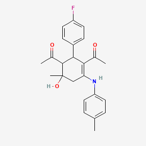 1-[3-Acetyl-2-(4-fluorophenyl)-6-hydroxy-6-methyl-4-(4-toluidino)-3-cyclohexenyl]-1-ethanone