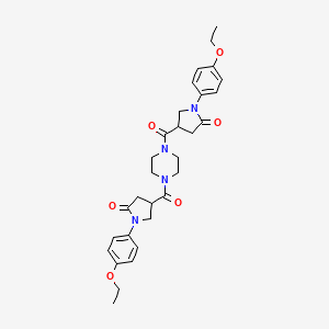 molecular formula C30H36N4O6 B14949110 1-(4-Ethoxyphenyl)-4-{4-[1-(4-ethoxyphenyl)-5-oxopyrrolidine-3-carbonyl]piperazine-1-carbonyl}pyrrolidin-2-one 