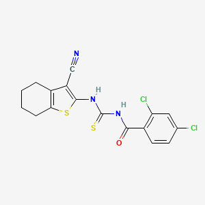 2,4-dichloro-N-[(3-cyano-4,5,6,7-tetrahydro-1-benzothiophen-2-yl)carbamothioyl]benzamide