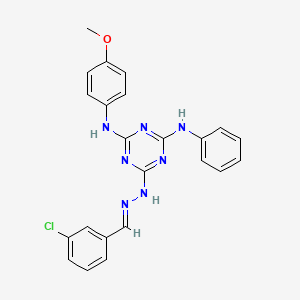 molecular formula C23H20ClN7O B14949176 6-[(2E)-2-(3-chlorobenzylidene)hydrazinyl]-N-(4-methoxyphenyl)-N'-phenyl-1,3,5-triazine-2,4-diamine 