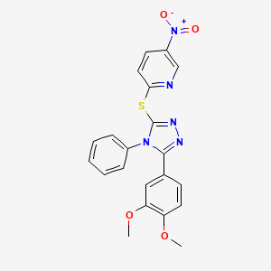 2-{[5-(3,4-dimethoxyphenyl)-4-phenyl-4H-1,2,4-triazol-3-yl]sulfanyl}-5-nitropyridine