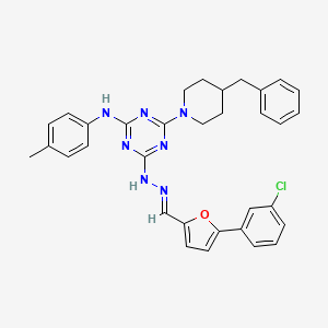 molecular formula C33H32ClN7O B14949252 4-(4-benzylpiperidin-1-yl)-6-[(2E)-2-{[5-(3-chlorophenyl)furan-2-yl]methylidene}hydrazinyl]-N-(4-methylphenyl)-1,3,5-triazin-2-amine 