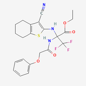 Ethyl 2-[(3-cyano-4,5,6,7-tetrahydro-1-benzothiophen-2-yl)amino]-3,3,3-trifluoro-2-[(2-phenoxyacetyl)amino]propanoate