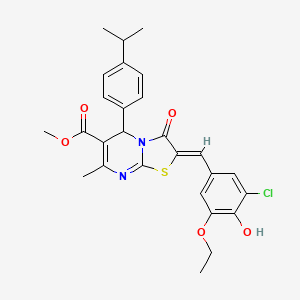 molecular formula C27H27ClN2O5S B14949280 methyl (2Z)-2-(3-chloro-5-ethoxy-4-hydroxybenzylidene)-7-methyl-3-oxo-5-[4-(propan-2-yl)phenyl]-2,3-dihydro-5H-[1,3]thiazolo[3,2-a]pyrimidine-6-carboxylate 