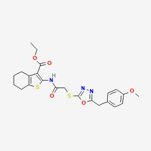 Ethyl 2-[({[5-(4-methoxybenzyl)-1,3,4-oxadiazol-2-yl]sulfanyl}acetyl)amino]-4,5,6,7-tetrahydro-1-benzothiophene-3-carboxylate