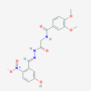 N-(2-{2-[(E)-1-(5-Hydroxy-2-nitrophenyl)methylidene]hydrazino}-2-oxoethyl)-3,4-dimethoxybenzamide