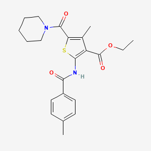 molecular formula C22H26N2O4S B14949382 Ethyl 4-methyl-2-(4-methylbenzamido)-5-(piperidine-1-carbonyl)thiophene-3-carboxylate 