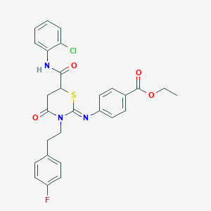 ethyl 4-({(2Z)-6-[(2-chlorophenyl)carbamoyl]-3-[2-(4-fluorophenyl)ethyl]-4-oxo-1,3-thiazinan-2-ylidene}amino)benzoate