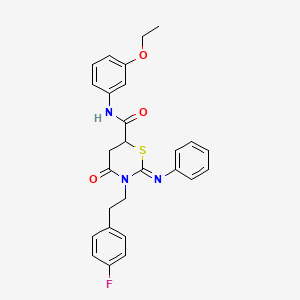 molecular formula C27H26FN3O3S B14949468 (2Z)-N-(3-ethoxyphenyl)-3-[2-(4-fluorophenyl)ethyl]-4-oxo-2-(phenylimino)-1,3-thiazinane-6-carboxamide 