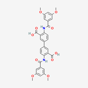 molecular formula C32H28N2O10 B14949477 4,4'-Bis{[(3,5-dimethoxyphenyl)carbonyl]amino}biphenyl-3,3'-dicarboxylic acid 