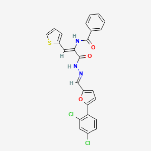 molecular formula C25H17Cl2N3O3S B14949494 N-[(1Z)-3-[(2E)-2-{[5-(2,4-dichlorophenyl)furan-2-yl]methylidene}hydrazinyl]-3-oxo-1-(thiophen-2-yl)prop-1-en-2-yl]benzamide 