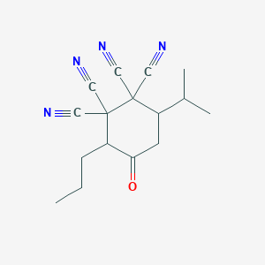 molecular formula C16H18N4O B14949513 4-Oxo-6-(propan-2-yl)-3-propylcyclohexane-1,1,2,2-tetracarbonitrile 