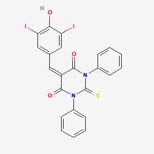 molecular formula C23H14I2N2O3S B14949526 5-[(4-Hydroxy-3,5-diiodophenyl)methylidene]-1,3-diphenyl-2-sulfanylidenedihydropyrimidine-4,6(1H,5H)-dione CAS No. 5800-01-1