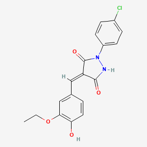 molecular formula C18H15ClN2O4 B14949667 (4E)-1-(4-chlorophenyl)-4-(3-ethoxy-4-hydroxybenzylidene)pyrazolidine-3,5-dione 