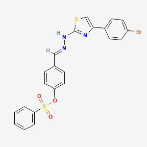 4-[(E)-{2-[4-(4-bromophenyl)-1,3-thiazol-2-yl]hydrazinylidene}methyl]phenyl benzenesulfonate