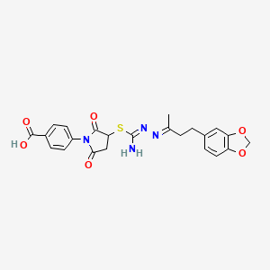 molecular formula C23H22N4O6S B14949685 4-(3-{[{(2E)-2-[4-(1,3-benzodioxol-5-yl)butan-2-ylidene]hydrazinyl}(imino)methyl]sulfanyl}-2,5-dioxopyrrolidin-1-yl)benzoic acid 