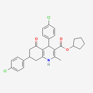 molecular formula C28H27Cl2NO3 B14949692 cyclopentyl 4,7-bis(4-chlorophenyl)-2-methyl-5-oxo-4,6,7,8-tetrahydro-1H-quinoline-3-carboxylate 