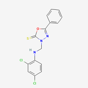 molecular formula C15H11Cl2N3OS B14949772 3-{[(2,4-dichlorophenyl)amino]methyl}-5-phenyl-1,3,4-oxadiazole-2(3H)-thione 