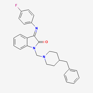 (3Z)-1-[(4-benzylpiperidin-1-yl)methyl]-3-[(4-fluorophenyl)imino]-1,3-dihydro-2H-indol-2-one