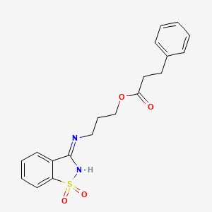 molecular formula C19H20N2O4S B14949847 3-[(1,1-Dioxido-1,2-benzothiazol-3-yl)amino]propyl 3-phenylpropanoate 