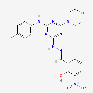 molecular formula C21H22N8O4 B14949852 2-Hydroxy-3-nitrobenzaldehyde 1-[4-morpholino-6-(4-toluidino)-1,3,5-triazin-2-YL]hydrazone 