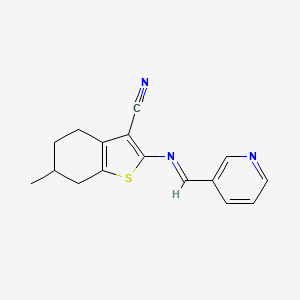 6-methyl-2-{[(E)-pyridin-3-ylmethylidene]amino}-4,5,6,7-tetrahydro-1-benzothiophene-3-carbonitrile